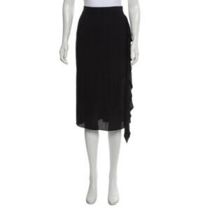 D&G Black Skirt US Size 10 Measures 28x27 IT46 Ruffle Trim Dolce & Gabbana